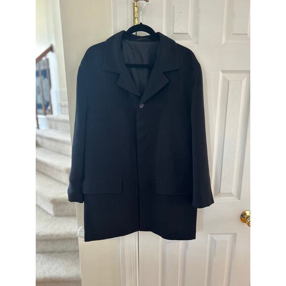 Vintage Versace Wool Blend Black Button Front Pea Coat - Picture 1 of 10